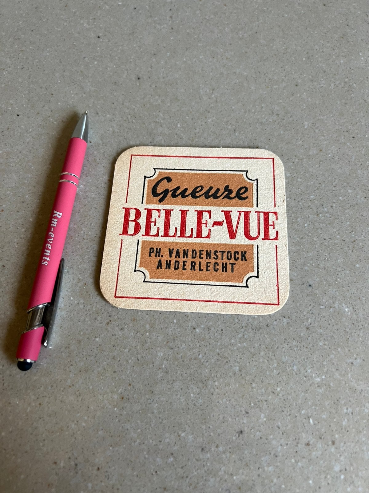 Geuze Belle-Vue Ph Vanderstock Anderlecht oude bierkaart, Verzamelen, Biermerken, Verzenden, Gebruikt, Viltje(s), Overige merken