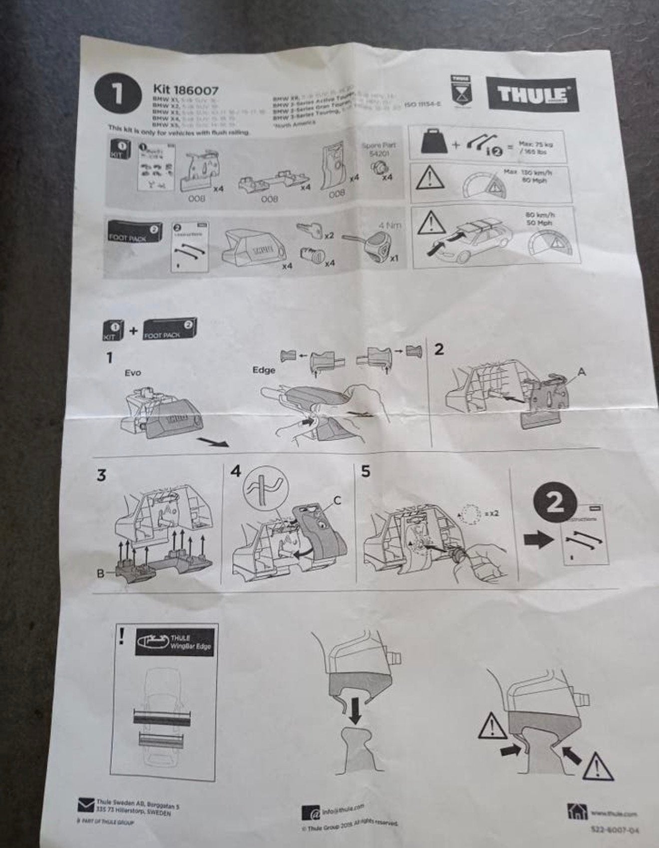 Thule 186007 kit voor bmw, Auto diversen, Dakdragers, Ophalen, Zo goed als nieuw