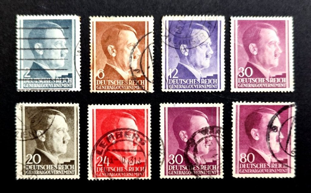 Generalgouvernement 8X Freimarken A.Hitler 1941-42, Enlèvement ou Envoi, Autres périodes, Affranchi
