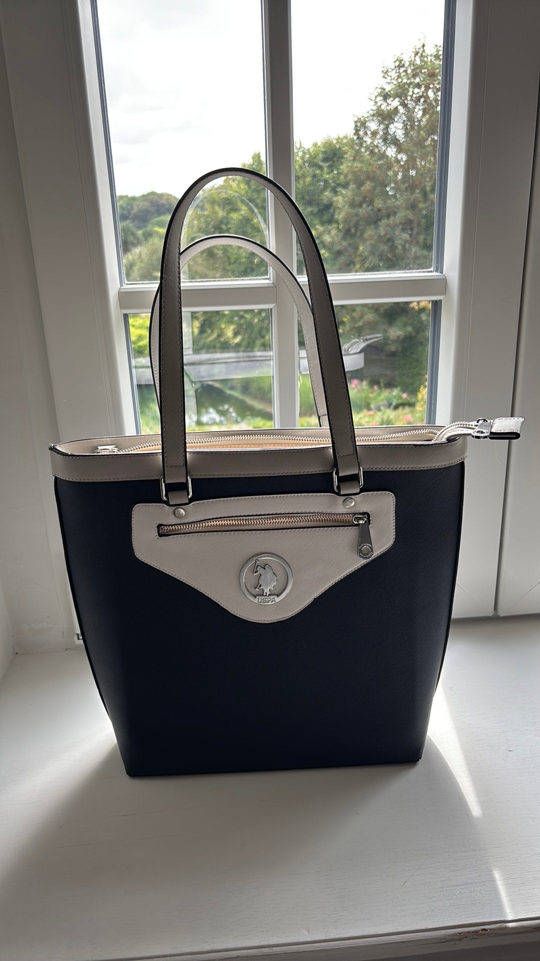 U.S. Polo Assn. Handtas / Shopper – blauw & Beige, Ophalen of Verzenden, Gebruikt, Blauw, Shopper