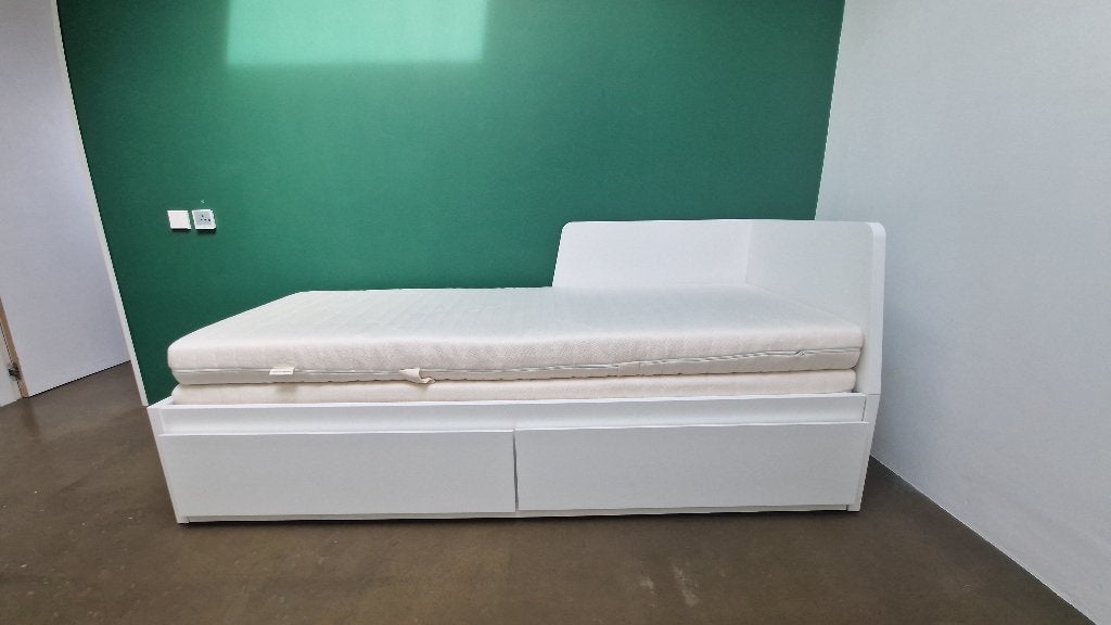 Flekke Bedbank Ikea, Ophalen, Wit, Tweepersoons, Zo goed als nieuw