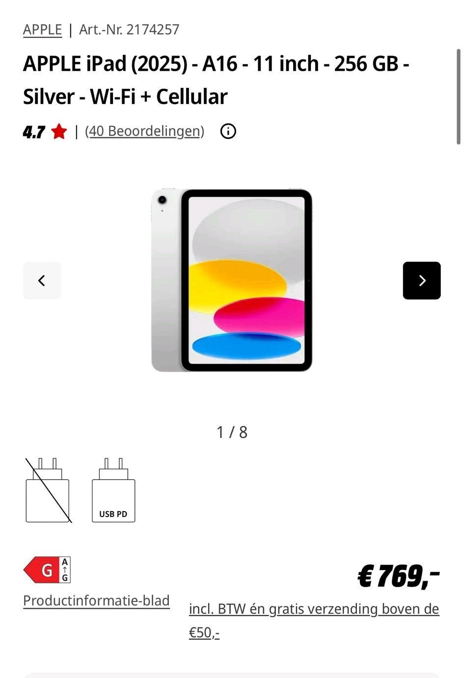 Apple iPad A16 NEUF 11inch  256gb Argent wifi+ Celullar, Informatique & Logiciels, Neuf, Gris, Apple iPad, 11 pouces