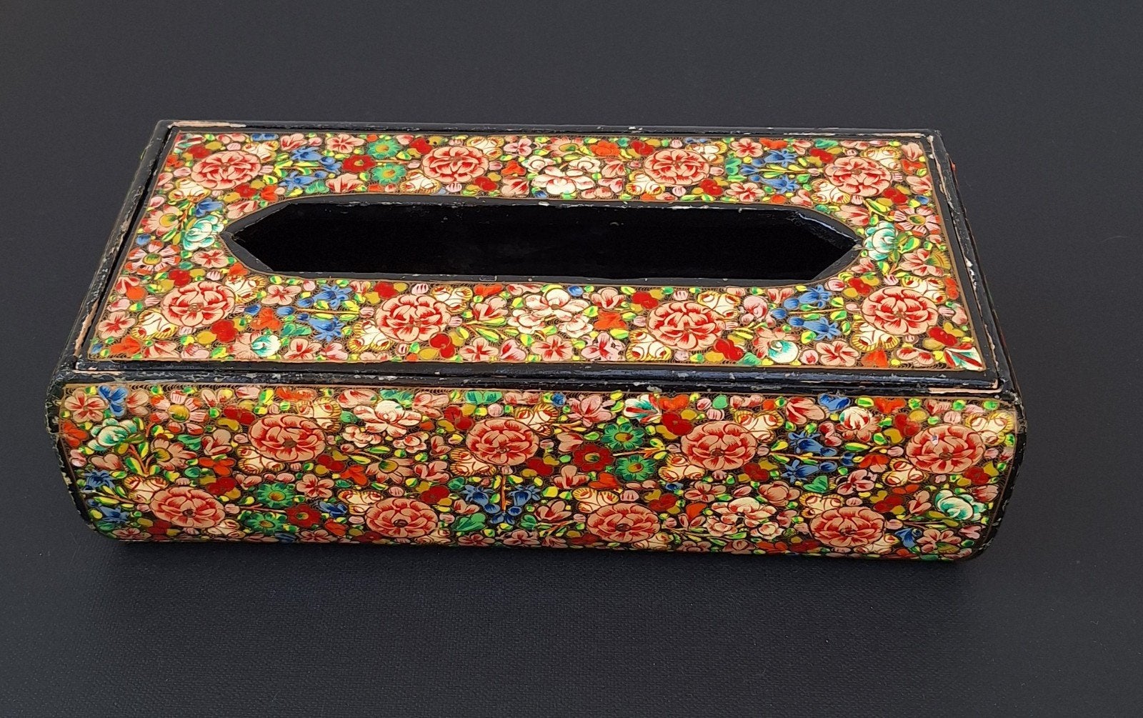 Mooie vintage tissuedoos papier-maché Kashmir-kunst, Antiek en Kunst, Antiek | Woonaccessoires, Ophalen of Verzenden