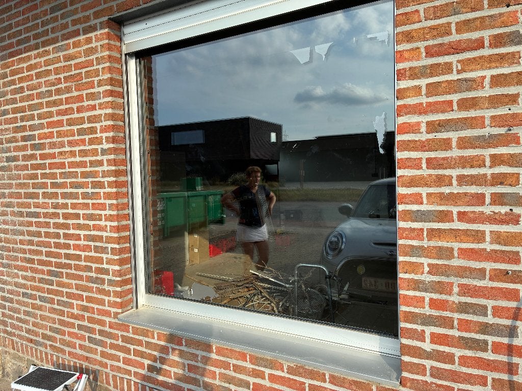 gratis grijs aluminium raam met hoogrendementsglas B158xH165, Doe-het-zelf en Bouw, Glas en Ramen, Ophalen, Gevelraam of Ruit