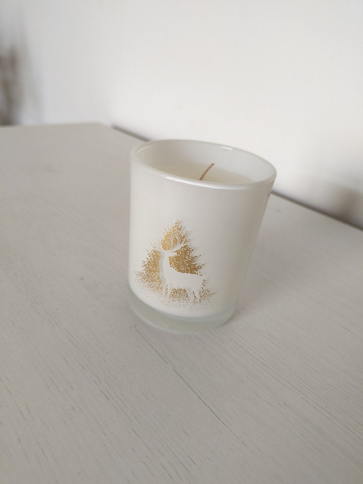 Bougie parfumée neuve en verre – Motif cerf doré & renne, Enlèvement ou Envoi, Blanc