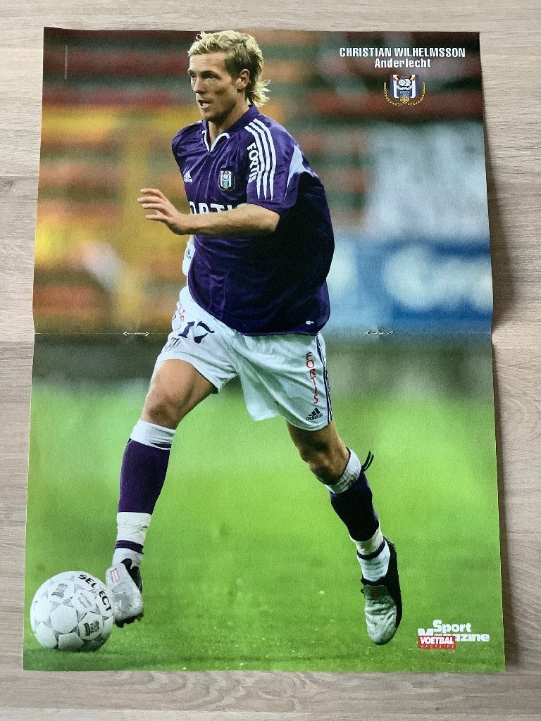Poster Christian Wilhelmsson bij RSC Anderlecht, Verzamelen, Ophalen of Verzenden, Zo goed als nieuw, Poster, Plaatje of Sticker