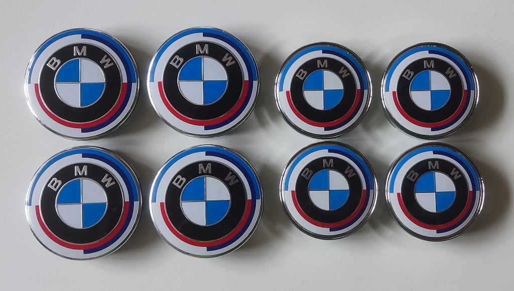 4 caches moyeux BMW logos 50ème anniversaire centre de roue, Autos : Divers, Tuning & Styling, Enlèvement ou Envoi