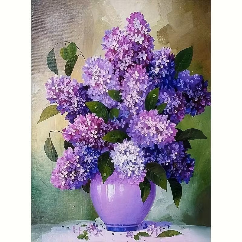 Vase à fleurs violet Diamond Painting n 11, 50 x 40 cm, Neuf, Autocollant, Diamond painting, Natuur en Bloemen