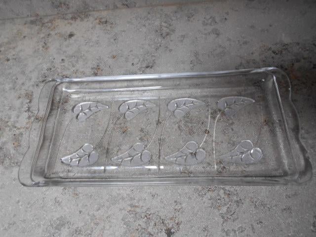 Nieuwe glazen schaal - met blaadjes-print, Schaal, Nieuw, Ophalen of Verzenden, Glas