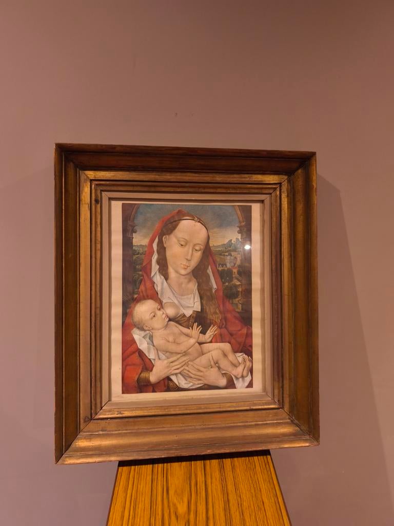 Très joli tableau religieux représentant la vierge à l'enfan, Enlèvement