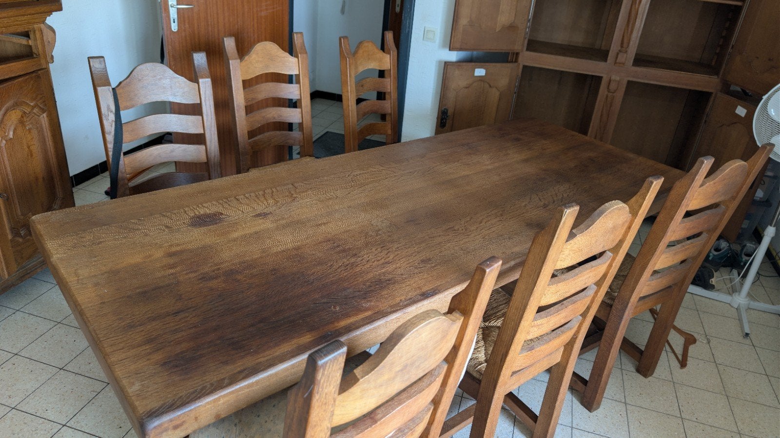 A donner, salle a manger complète en chêne massif, 150 à 200 cm, Enlèvement, Utilisé, Chêne