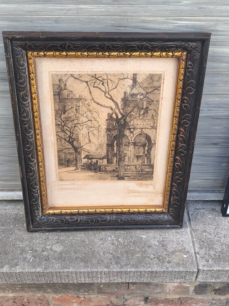Gravure signe Alfred martin, Ophalen of Verzenden, Gravure