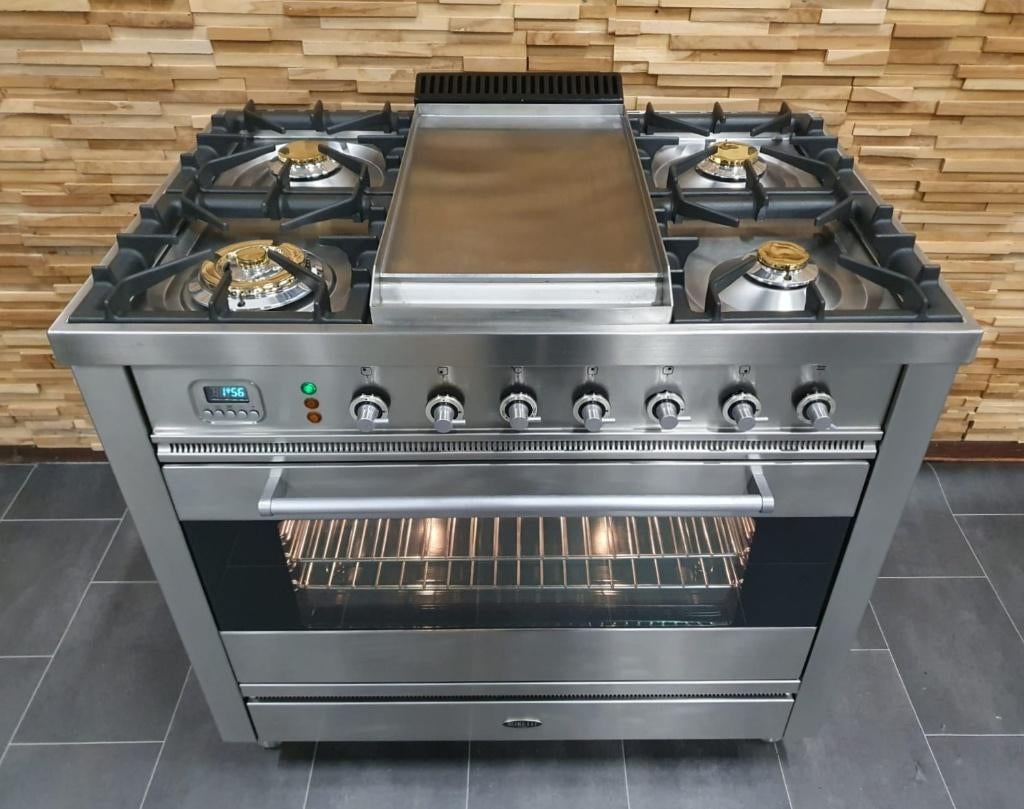 🔥Luxe Boretti Fornuis 90 cm RVS 1 elektrische oven Frytop, Ophalen, 60 cm of meer, Zo goed als nieuw, Gas