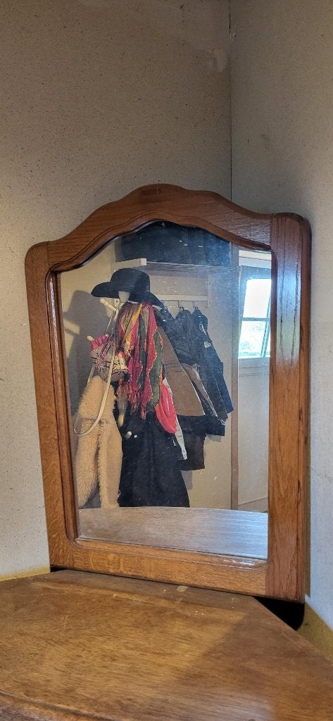 spiegel hout, Huis en Inrichting, Woonaccessoires | Spiegels, Ophalen, Gebruikt, Minder dan 50 cm, Minder dan 100 cm