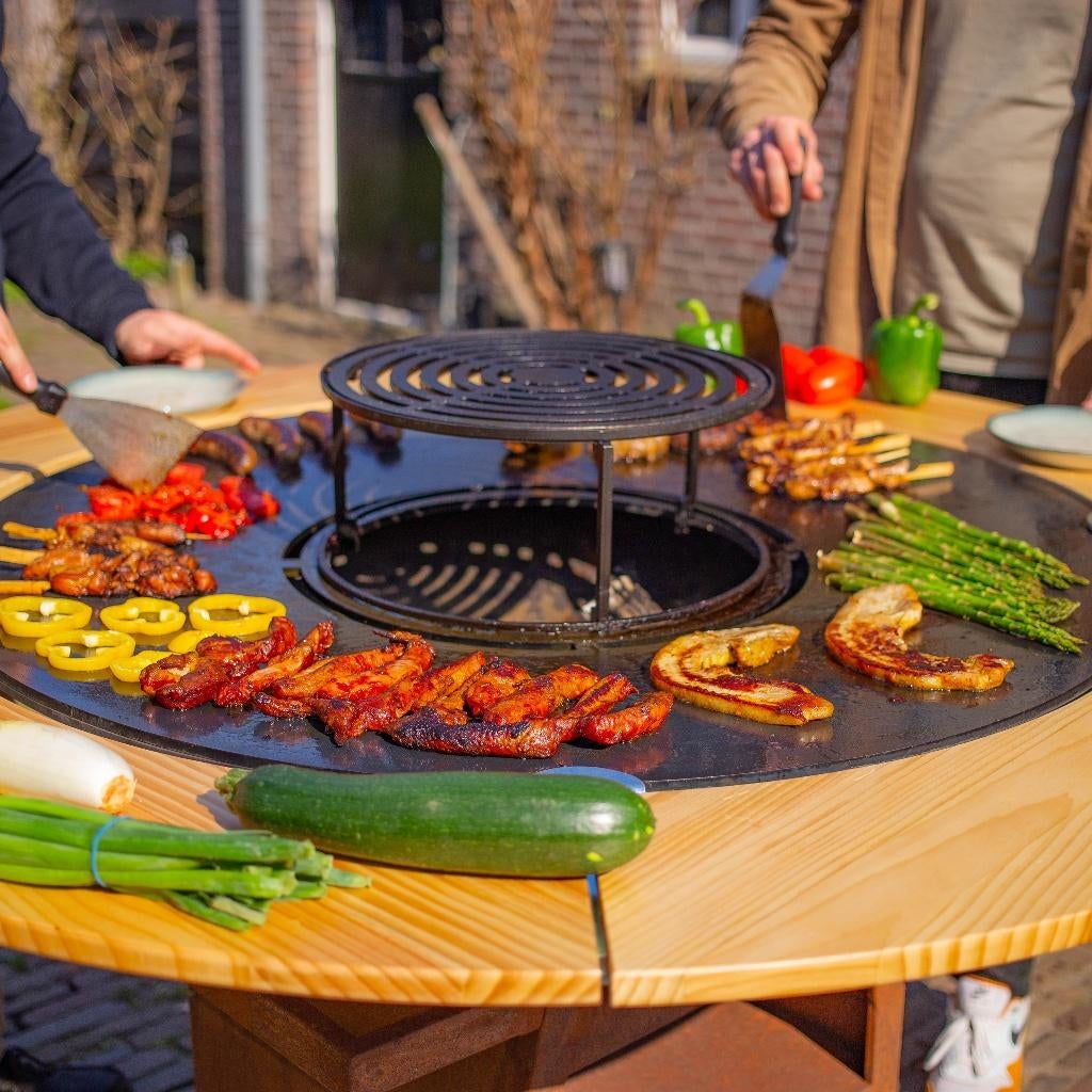 Plancha BBQ grill Maestro 100 cm Cortenstaal buitenkeuken, Ophalen of Verzenden, Nieuw, RJ Royal Living, Met accessoires