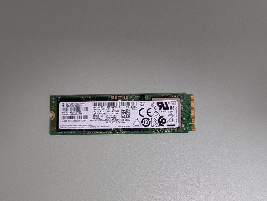 Samsung PM981a NVME SSD 512GB, Ophalen, Intern, 512GB, SSD