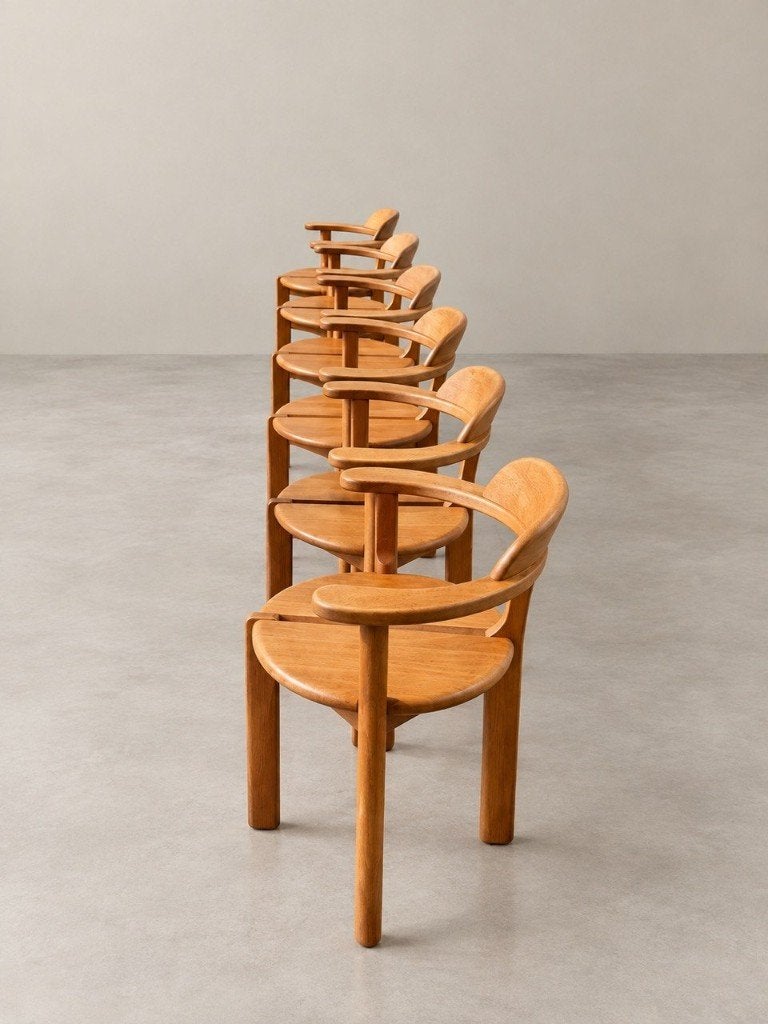 6 x Brahlstorf Design stoelen, jaren 70, Maison & Meubles, Enlèvement, Comme neuf, Bois, Cinq, Six Chaises ou plus