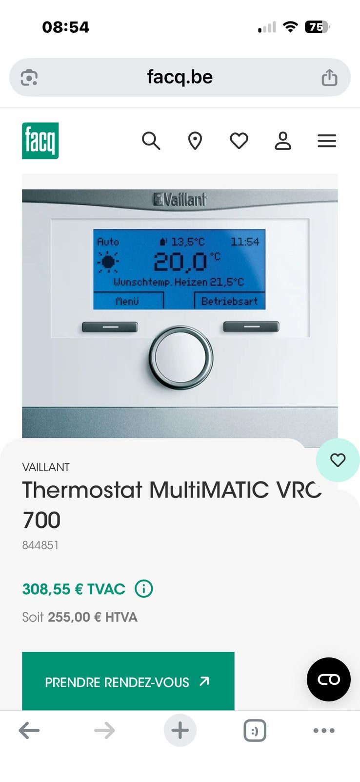 Thermostat vaillant, Bricolage & Construction, Enlèvement ou Envoi, Comme neuf