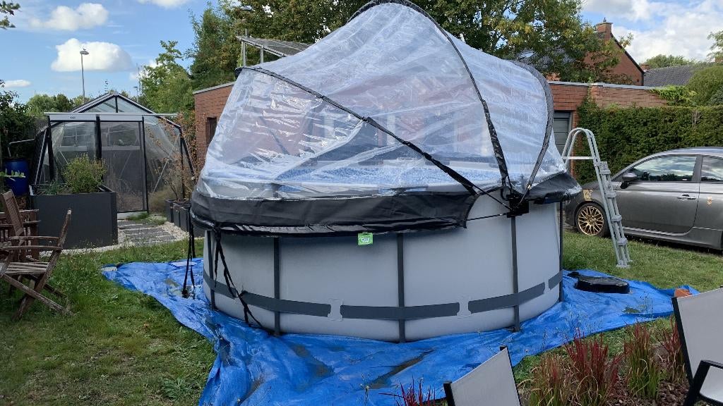 Compleet opzetzwembad met alle toebehoren, Tuin en Terras, Zwembaden, Rond, 300 cm of meer, Zo goed als nieuw, Opzetzwembad