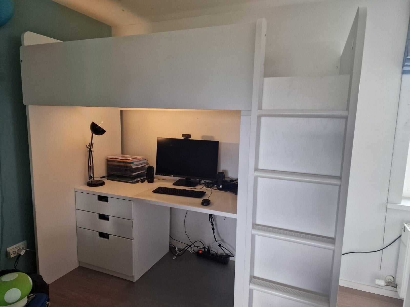 hoogslaper met bureau, Ophalen, Gebruikt, Eenpersoons, 160 tot 180 cm