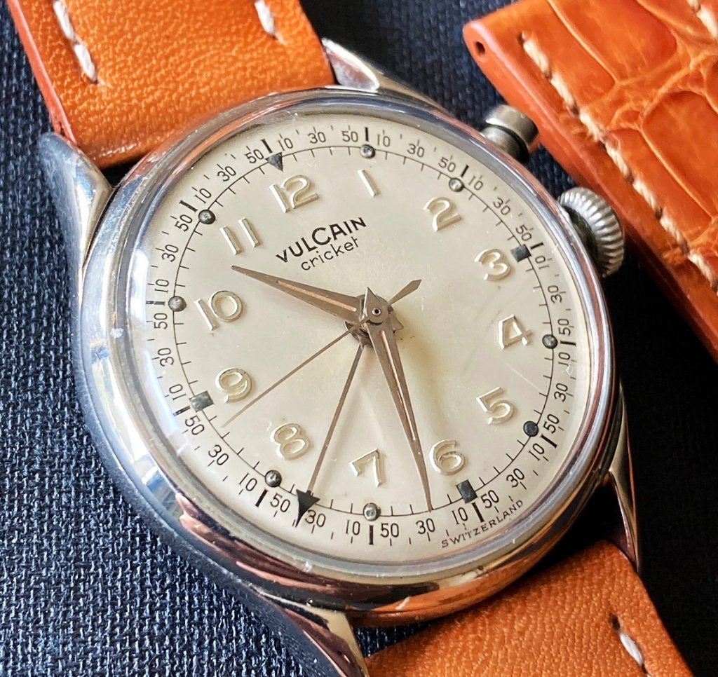 Vintage Vulcain Cricket alarm horloge, Montre-bracelet, Autres marques, Cuir, Enlèvement