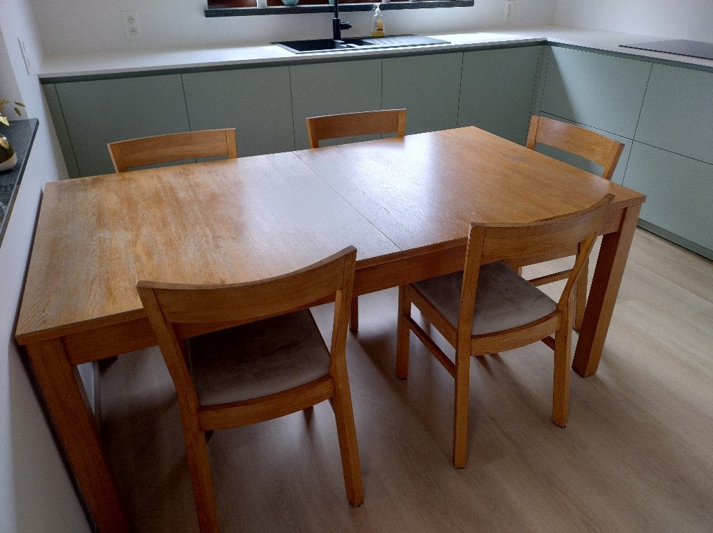 Eettafel en 6 stoelen, Maison & Meubles, 150 à 200 cm, Cinq personnes ou plus, Enlèvement, Utilisé