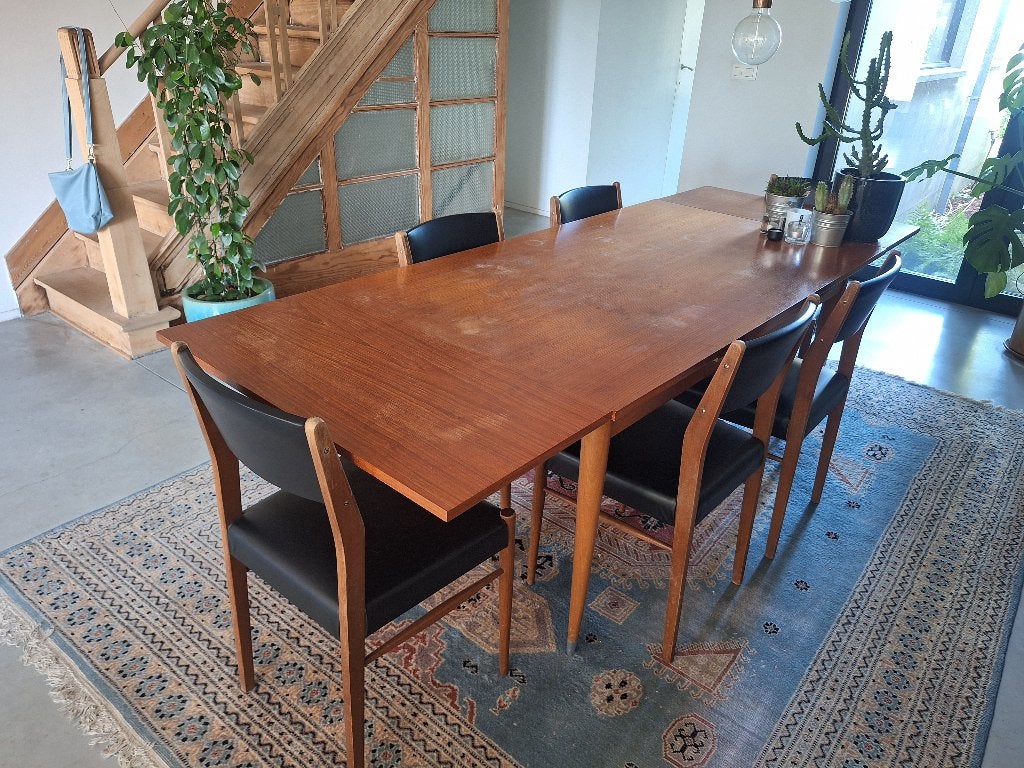 Verlengbare midcentury eettafel, Ophalen, Gebruikt, Scandinavisch midcentury, 200 cm of meer