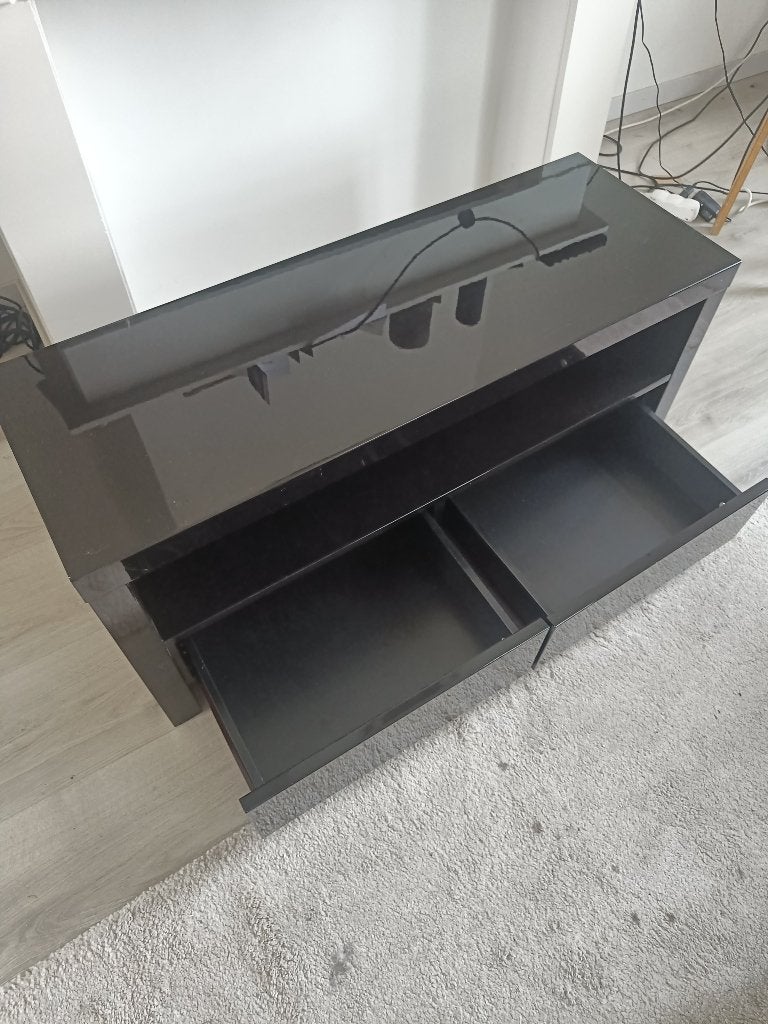 Televisiekast zwart, Ophalen, Kunststof, 100 tot 150 cm, Zo goed als nieuw
