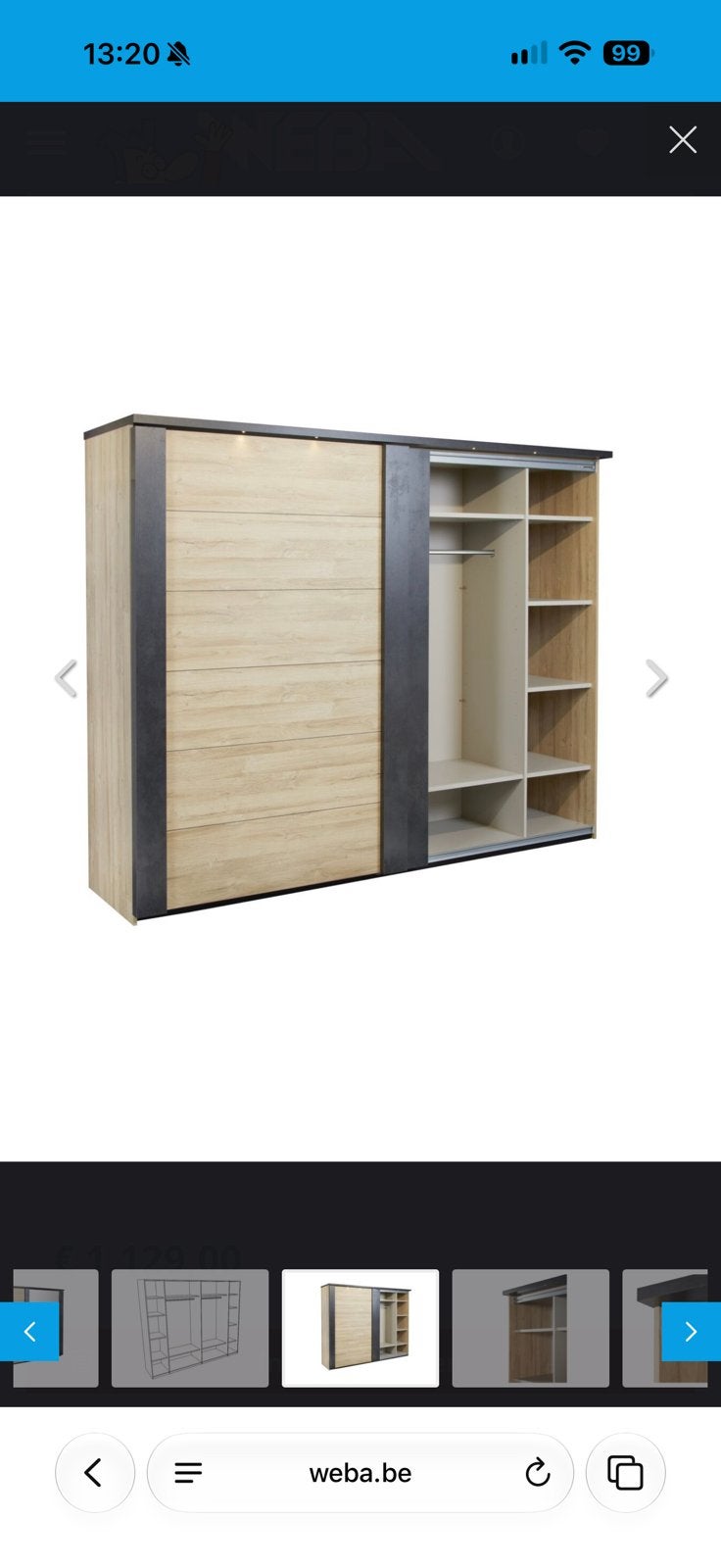 Slaapkamerkast 280cm breed, 221cm Hoog, 62cm diepte, Ophalen, Gebruikt, 200 cm of meer, Met lade(s)