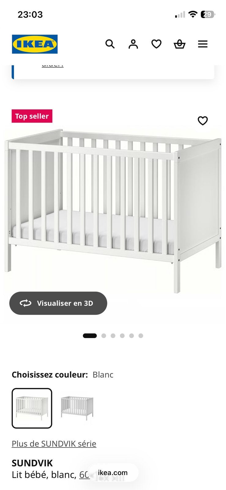IKEA babybedje, Kinderen en Baby's, Ophalen, Gebruikt, Ledikant