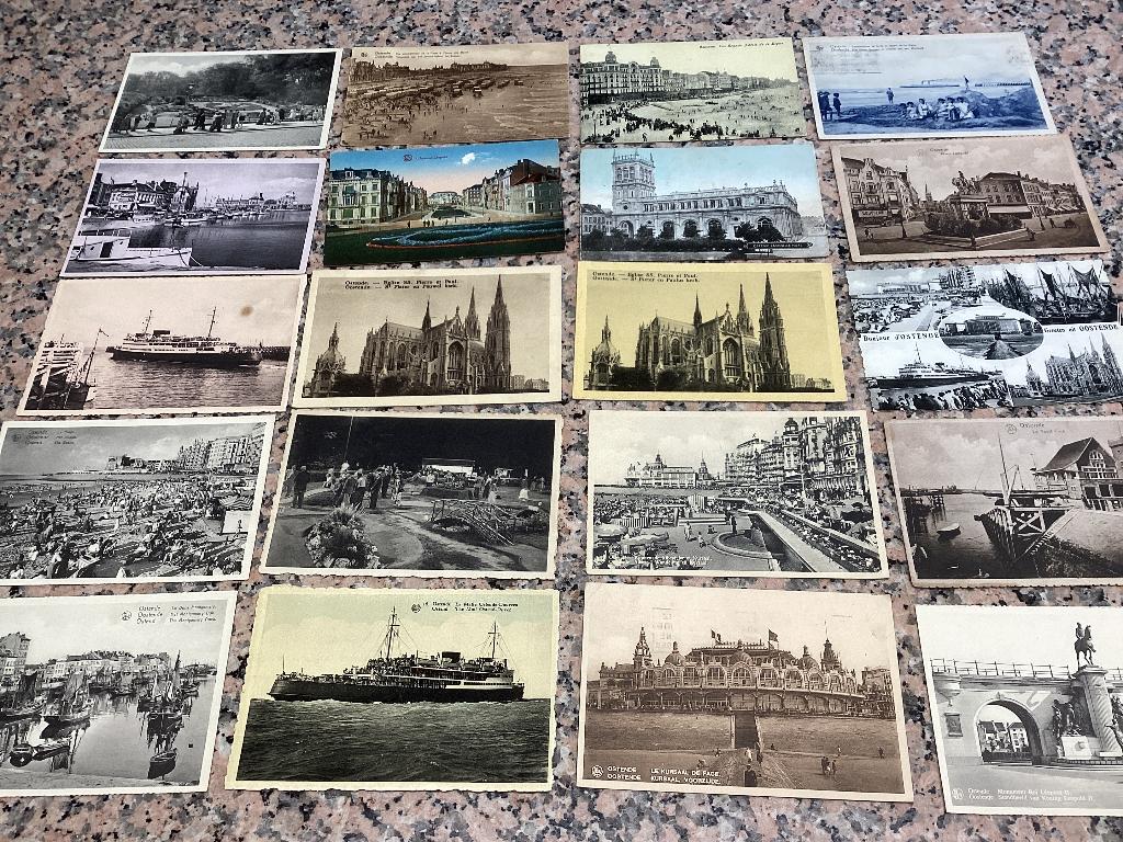 Lot 20 oude postkaarten OOSTENDE kust zee, Verzamelen, Ophalen of Verzenden, 1920 tot 1940, Gelopen, West-Vlaanderen