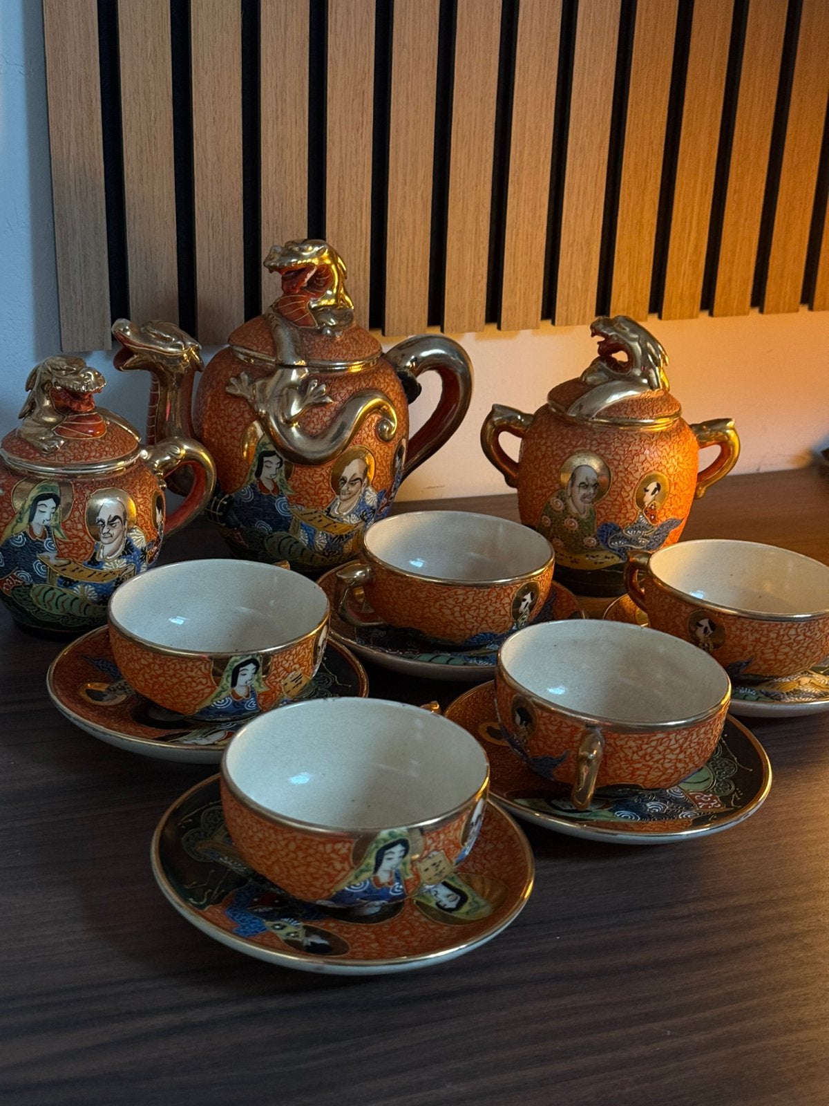 Japans Satsuma dragonware theeservies, handgeschilderd,, Ophalen