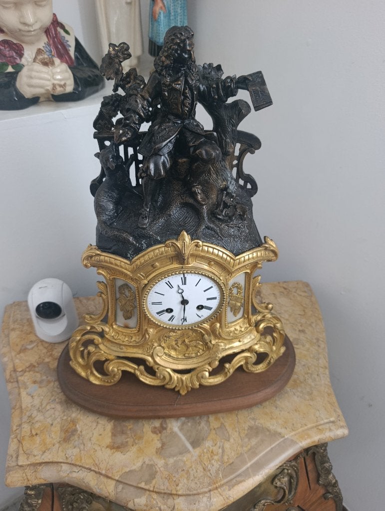 belle pendule bronze et regule, Ophalen of Verzenden