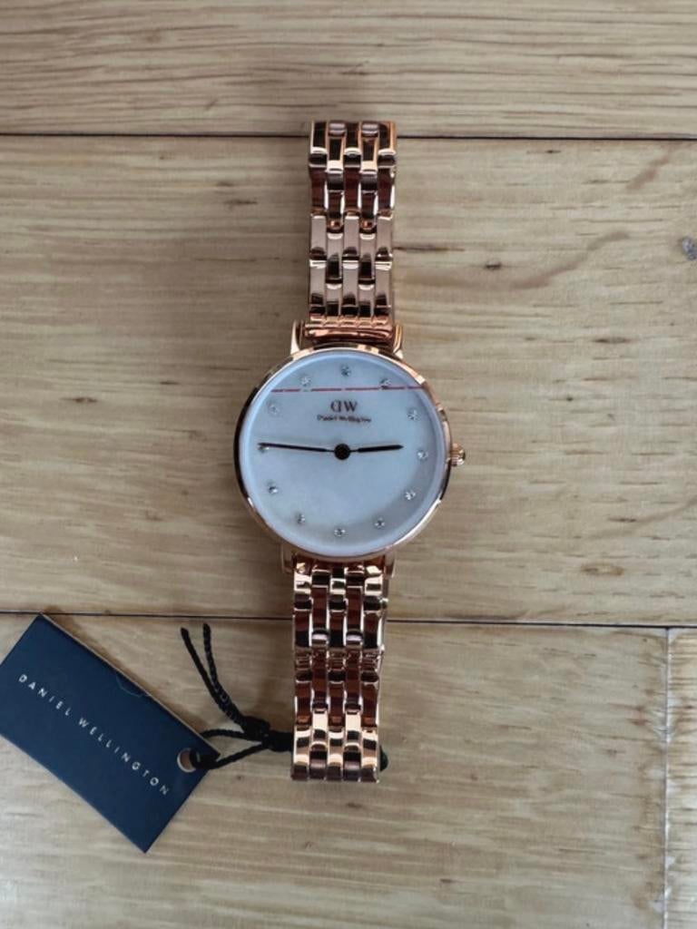 Daniel Wellington Petite 5 link horloge roos goud, Overige merken, Verzenden, Polshorloge, Zo goed als nieuw