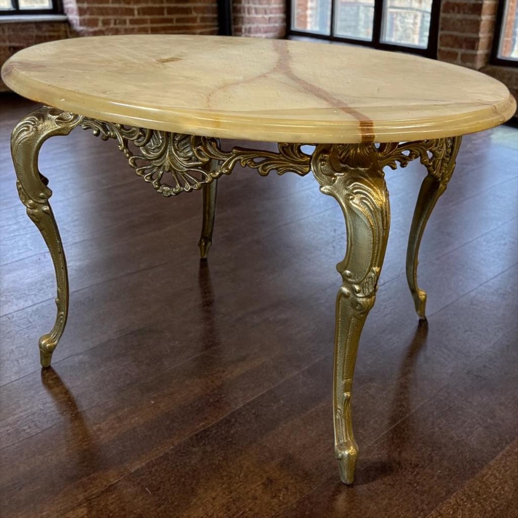 Table basse/table basse ronde vintage en laiton doré, Envoi