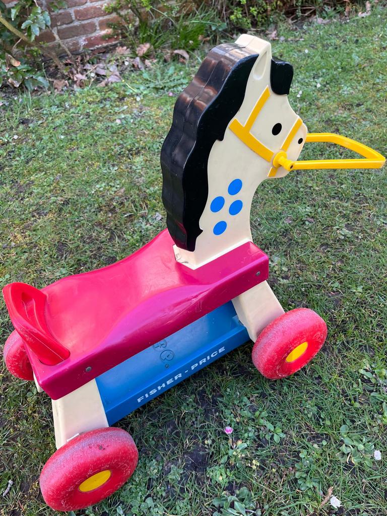 Fisher-price vintage looppaardje paardje rolwagentje, Ophalen of Verzenden, Zo goed als nieuw
