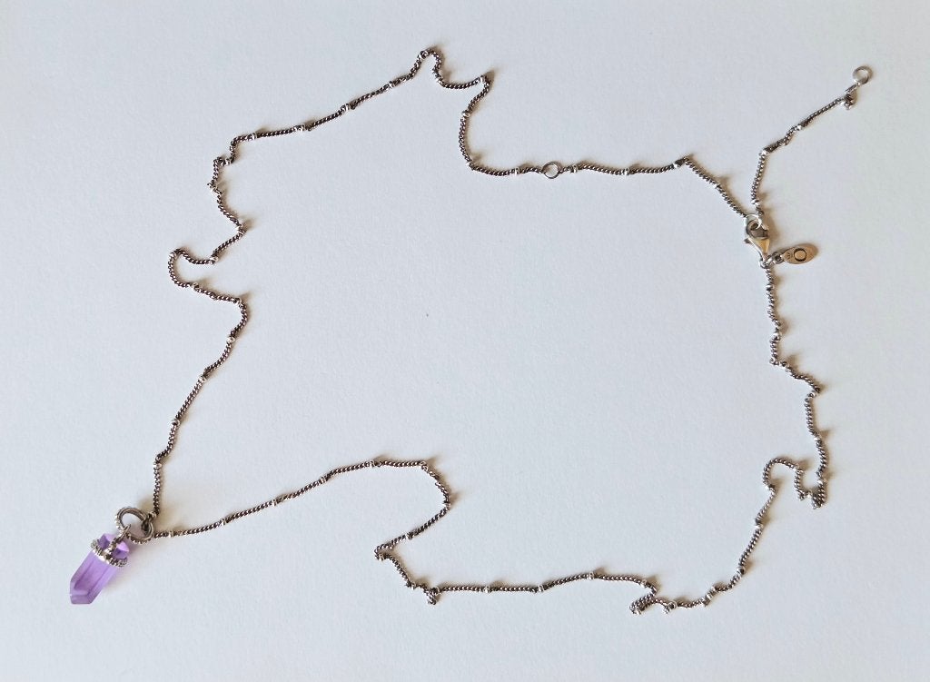 ZILVEREN PANDORA BOLLETJESKETTING MET BEDEL, Handtassen en Accessoires, Kettingen, Ophalen, Paars, Zilver, Met hanger