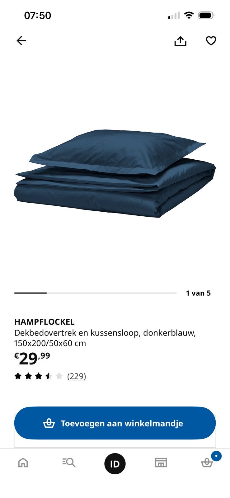 Dekbed 4-seizoenen en overtrek, Huis en Inrichting, Ophalen, Blauw, Dekbedovertrek, Katoen