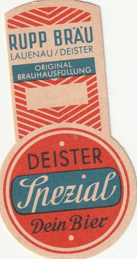 oud bieretiket Duitsland Rupp Bräu : Deister Spezial, Collections, Marques de bière, Envoi, Comme neuf, Autres types, Autres marques