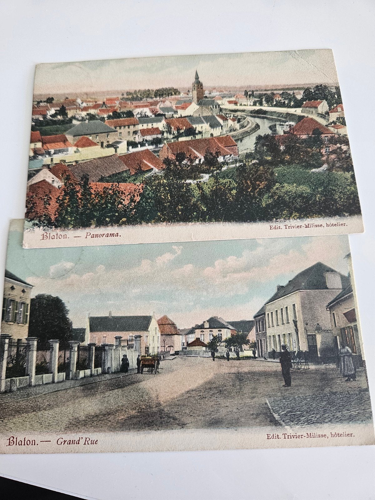 2 oude postkaarten Blaton, Verzamelen, Verzenden