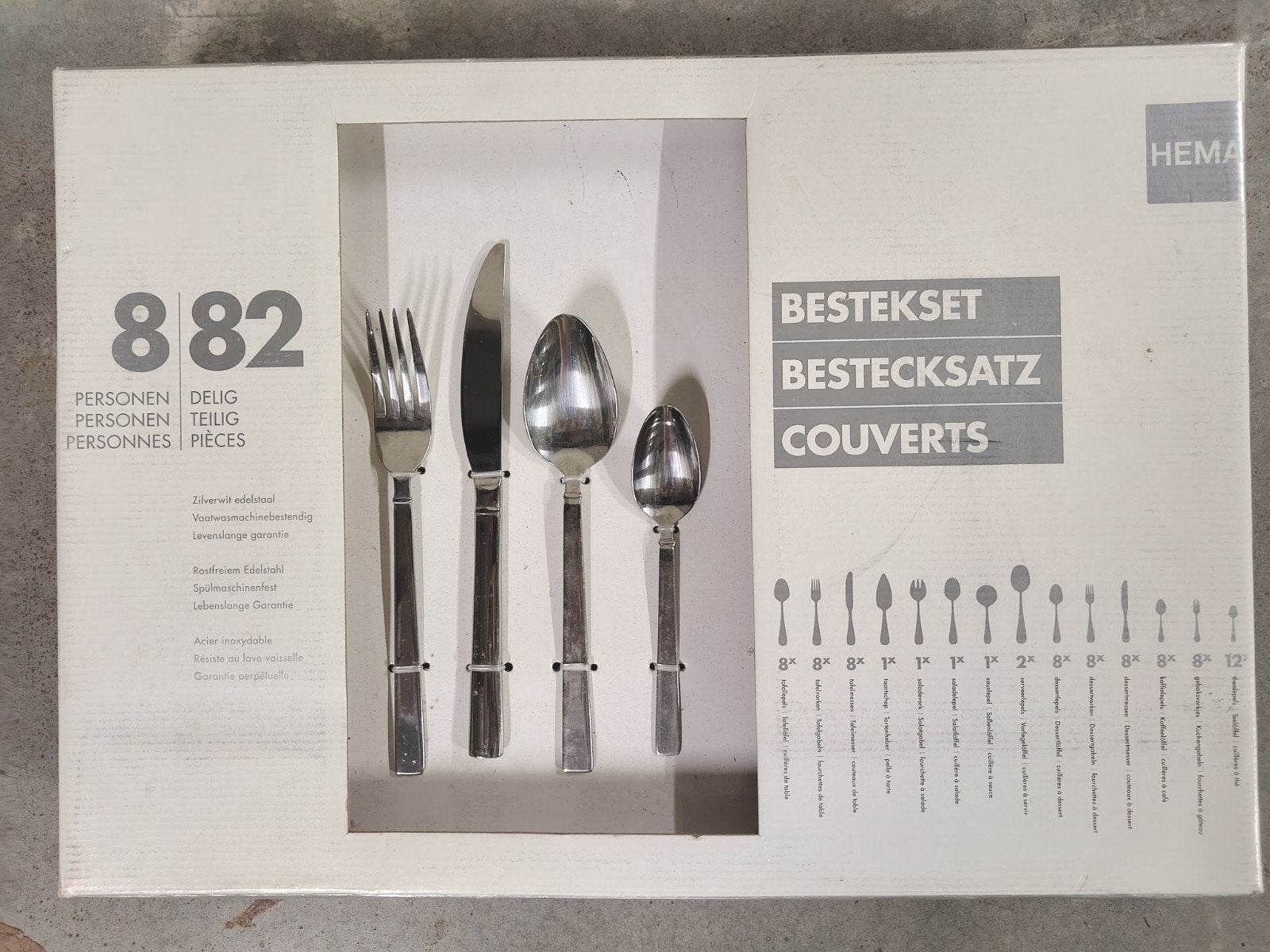 Hema bestekset 8 personen, Huis en Inrichting, Keuken | Bestek, Ophalen, Overige materialen, Bestekset, Nieuw