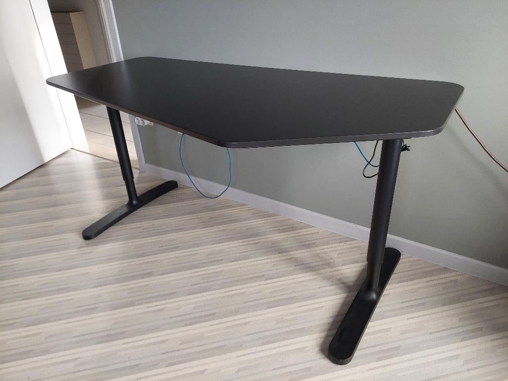 Bureau 160 cm x 60/80 cm, Maison & Meubles, 160 cm, Comme neuf, IKEA, Goulotte de câbles