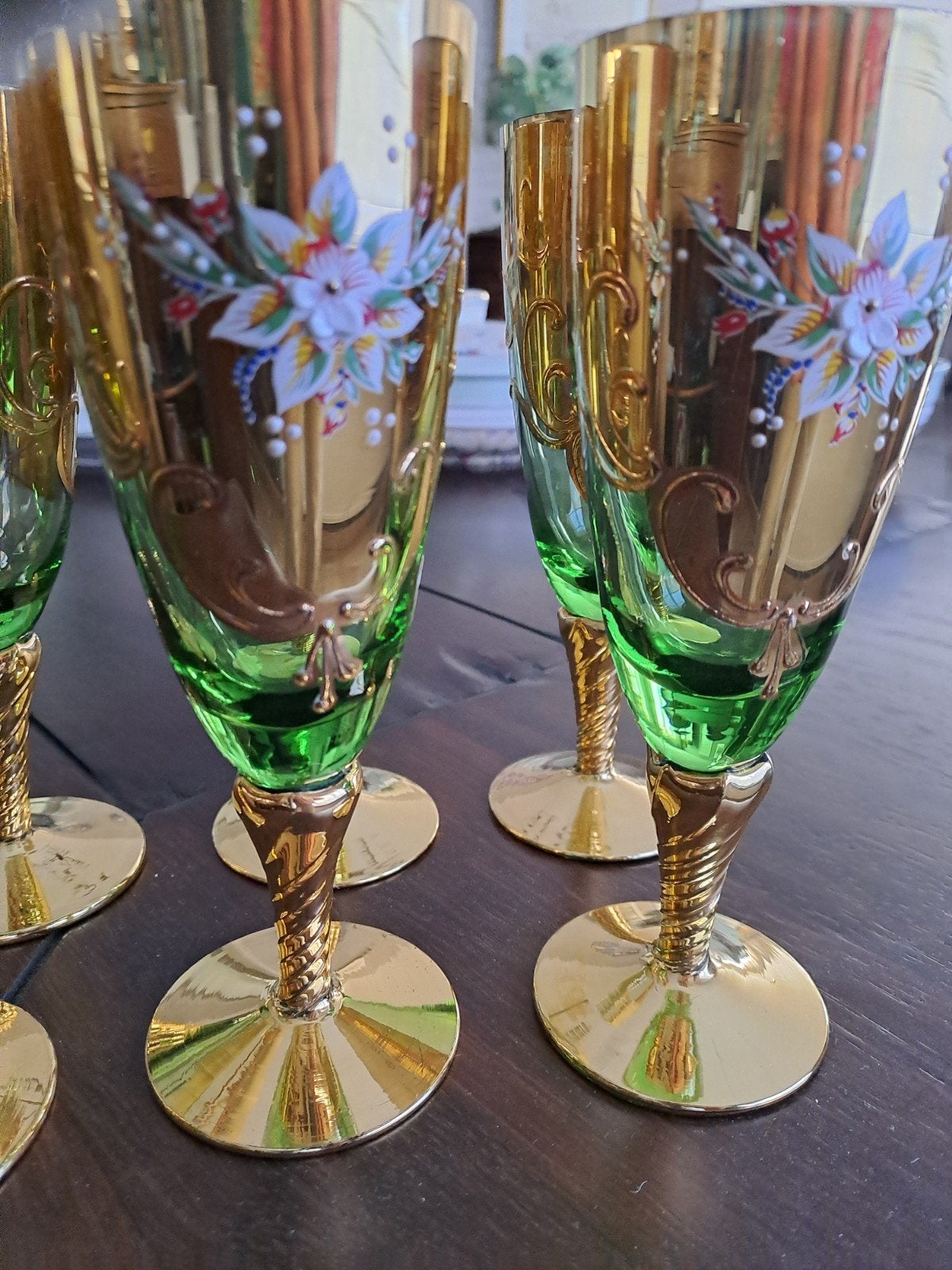 murano glas 14kt goud smaragdgroen, Ophalen