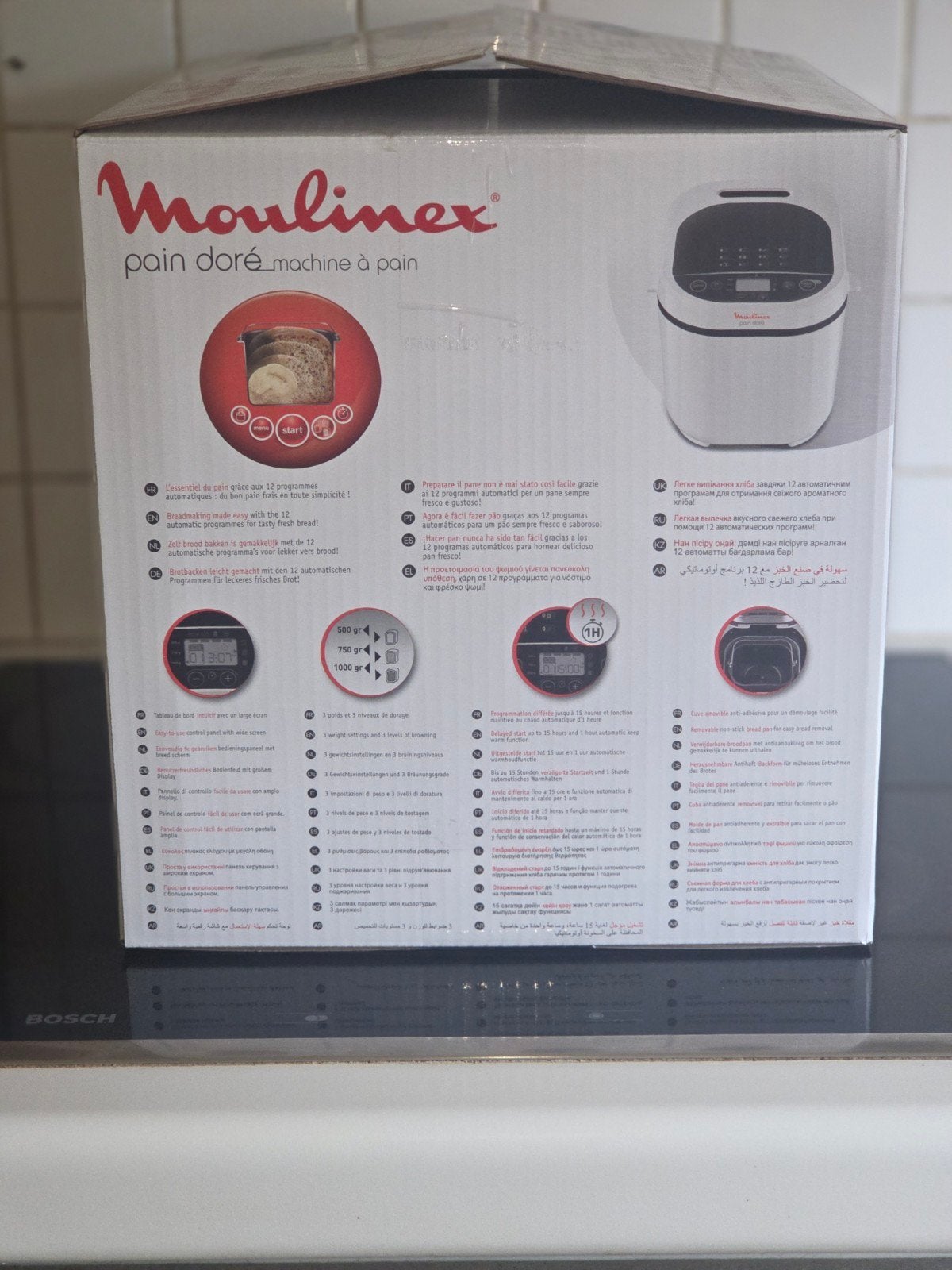 broodmachine Moulinex, Elektronische apparatuur, Meer dan 10 programma's, 800 tot 1200 gram deeg, Zo goed als nieuw, Ophalen