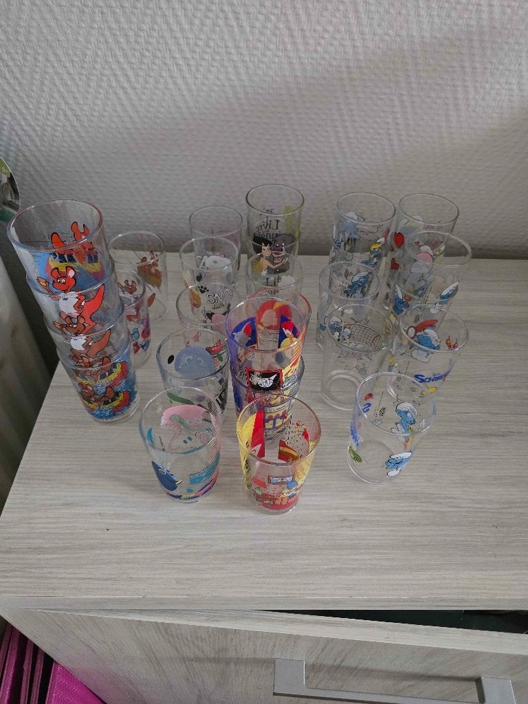 verre à moutarde AMORA (lot de 28), Verzamelen, Glas en Drinkglazen, Ophalen, Zo goed als nieuw, Waterglas