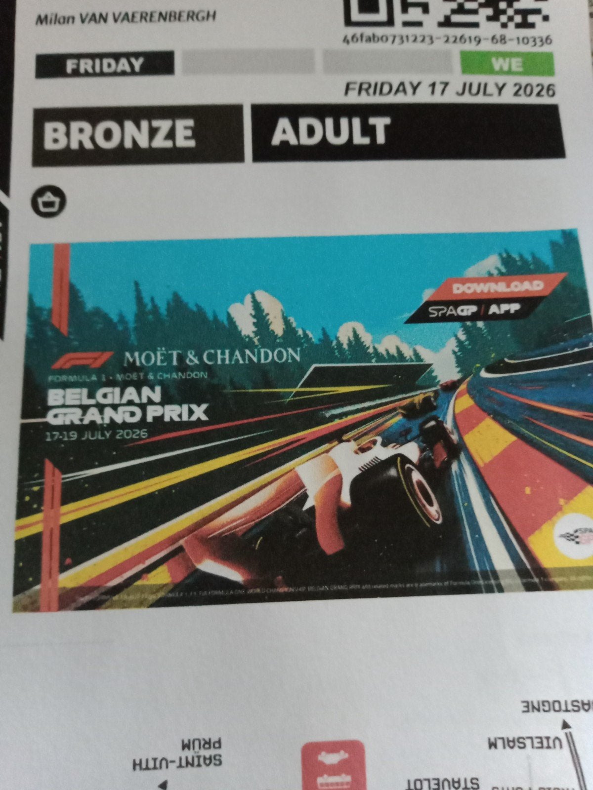 Tickets vrijdag formule 1 spa Francorchamps 2 inkomtickets, Tickets & Billets, Sport | Autre