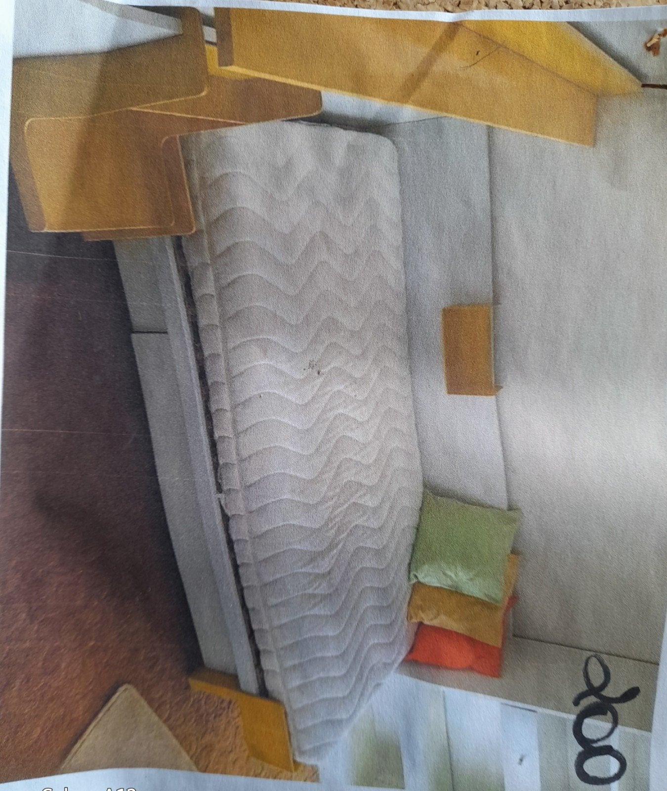 interlubke lit 1 pers table de nuit sommier matelas année 70, Comme neuf, 180 cm ou plus, 85 à 100 cm, Matelas