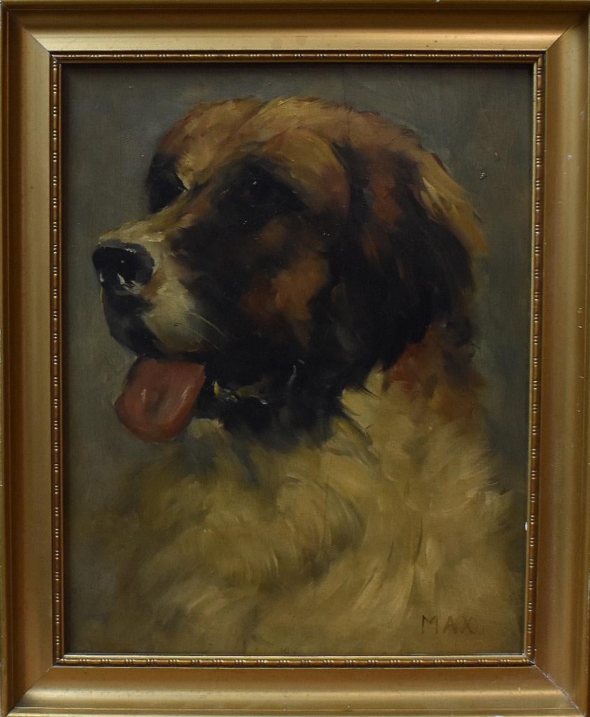 Schilderij portret van de hond MAX., Antiek en Kunst, Ophalen of Verzenden