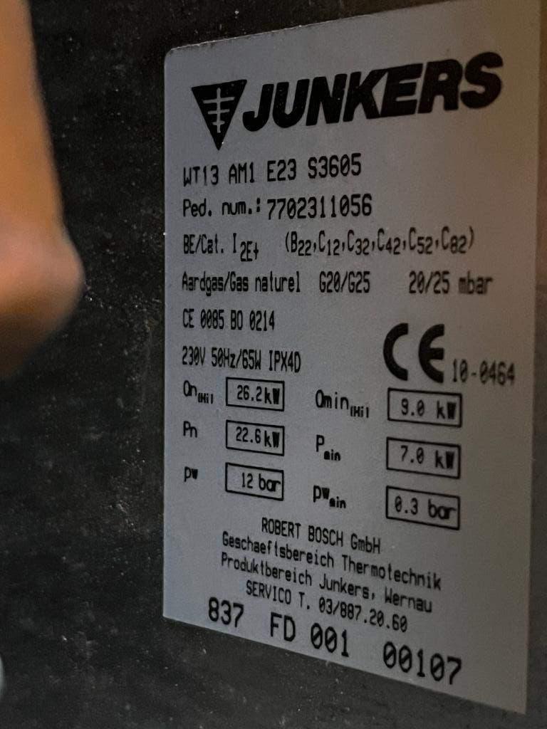 Junkers badverwarmer, Ophalen, Gebruikt, Inox, Douche