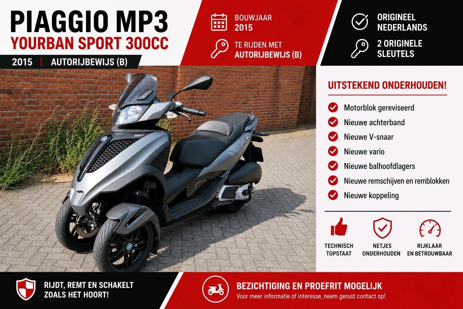 Piaggio Mp3 Yourban LT 300CC, Ophalen of Verzenden
